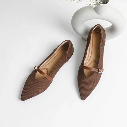 2024 Women's Flat Shoes – Pointed Toe Soft Knitted Sole, Breathable & Comfortable Spring and Autumn New Model