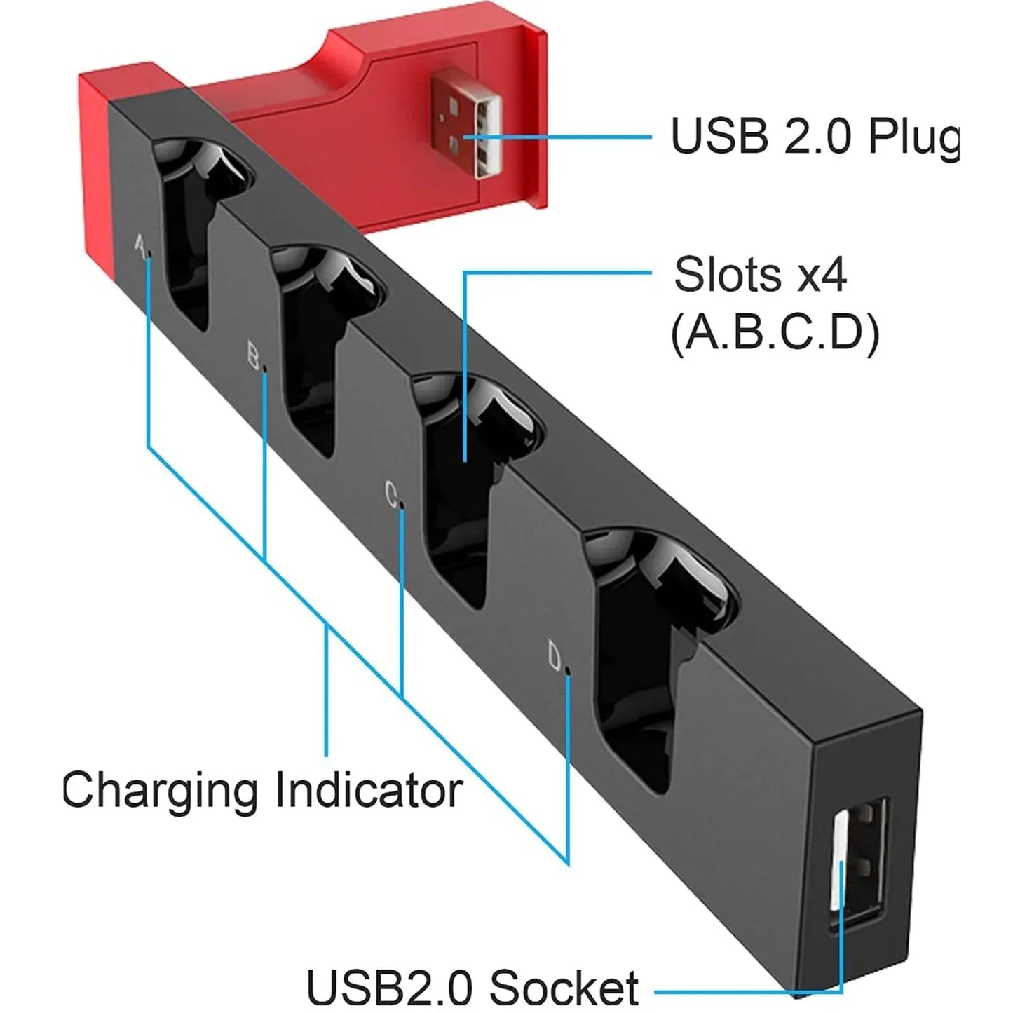 IPEGA PG-9186 Joycon Charging Dock Station for Switch & OLED – Charges Up to 4 Controllers, Compatible with All Models