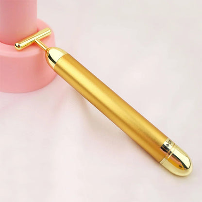 24K Gold Facial Slimming Beauty Bar – Pulse Vibrating Roller for Skin Lifting, Firming & Wrinkle Tightening