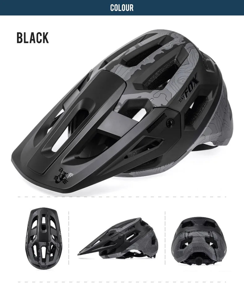 BATFOX Matte Black MTB Bike Helmet – Men's Mountain Bike Cycling Helmet Casco Ciclismo