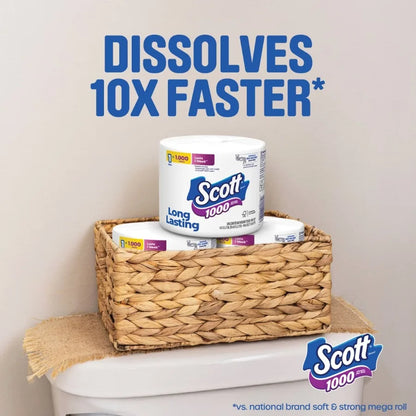 1000-Sheet Septic-Safe 1-Ply Toilet Paper - 4-Roll Value Pack
