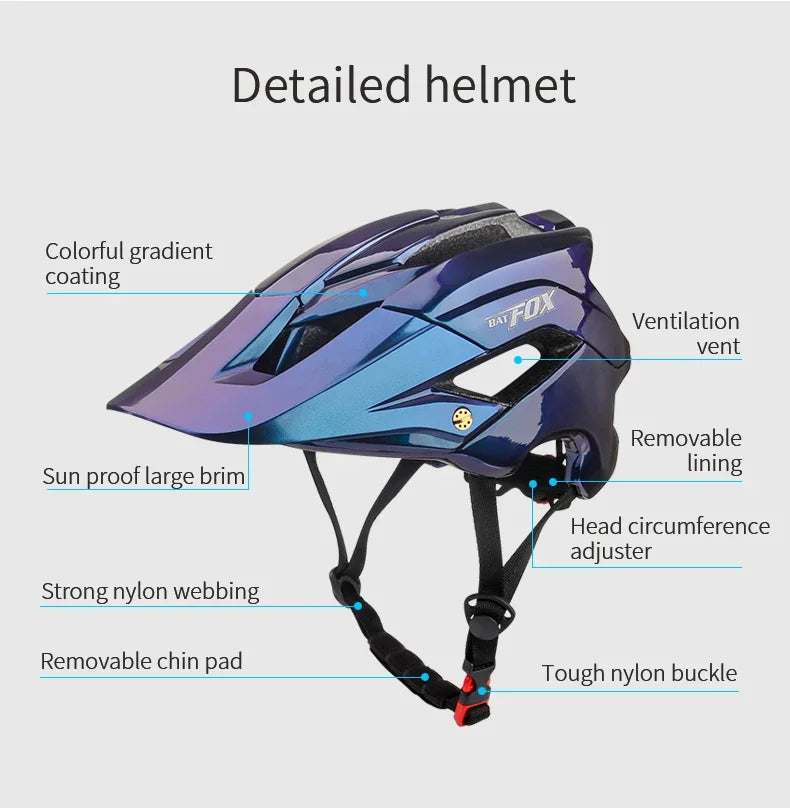 BATFOX MTB Road & Mountain Bike Helmet – Ultralight Integrally Molded Cycling Safety Helmet for Men & Women Bicycle Riding Casco Ciclismo Gear