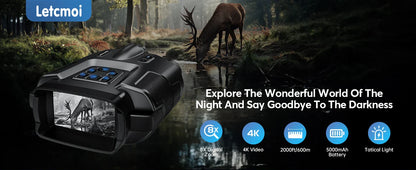 USB Rechargeable 4K Night Vision Binoculars — 600m Range, 8X Digital Zoom HD for Hunting, Camping & Boating