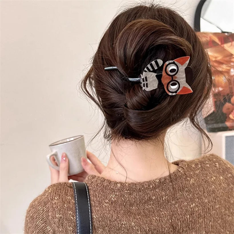 Cute Cartoon Cat Hair Clips — Acrylic Twist Claw Barrettes & Hairpins for Girls and Women