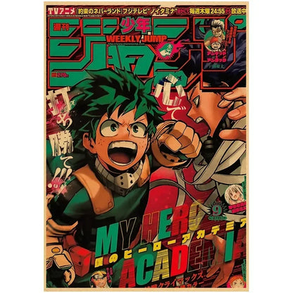 Vintage My Hero Academia Anime Poster – Retro Kraft Style Wall Art for Home Decor, Cartoon Painting & Room Decoration Sticker