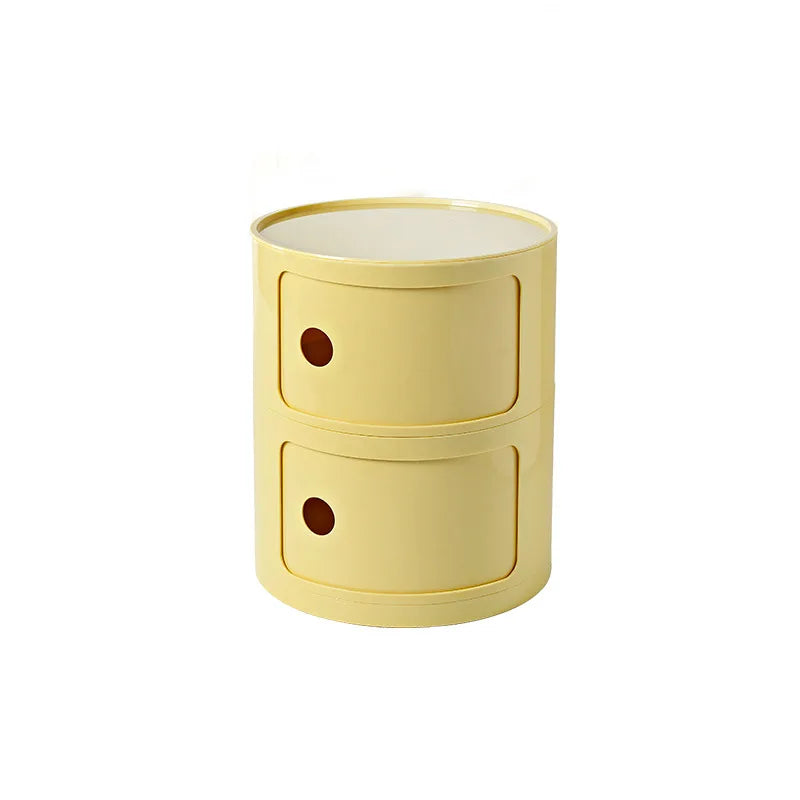 Nordic Minimalist White Bedside Table – Modern Round Plastic Side Cabinet, Small Creative Storage Unit