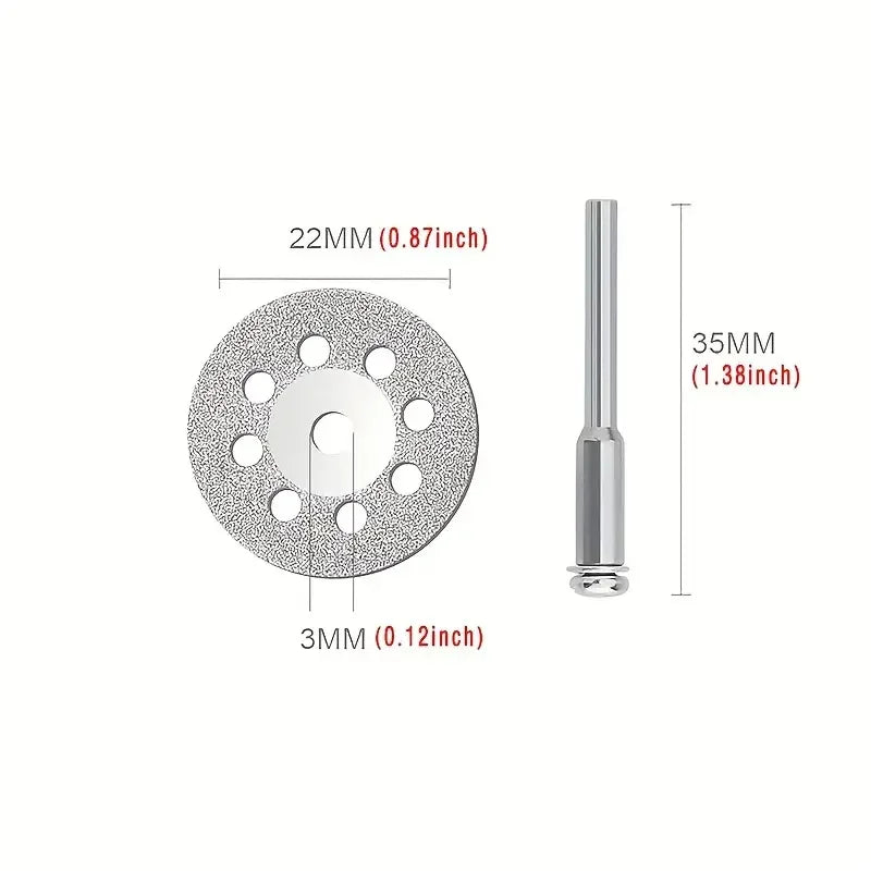 Diamond Cut Off Rotary Tool Discs: 10Pcs 16-30mm Mini Sharp with Hole for Dremel - DIY Accessories with 2Pcs Rod