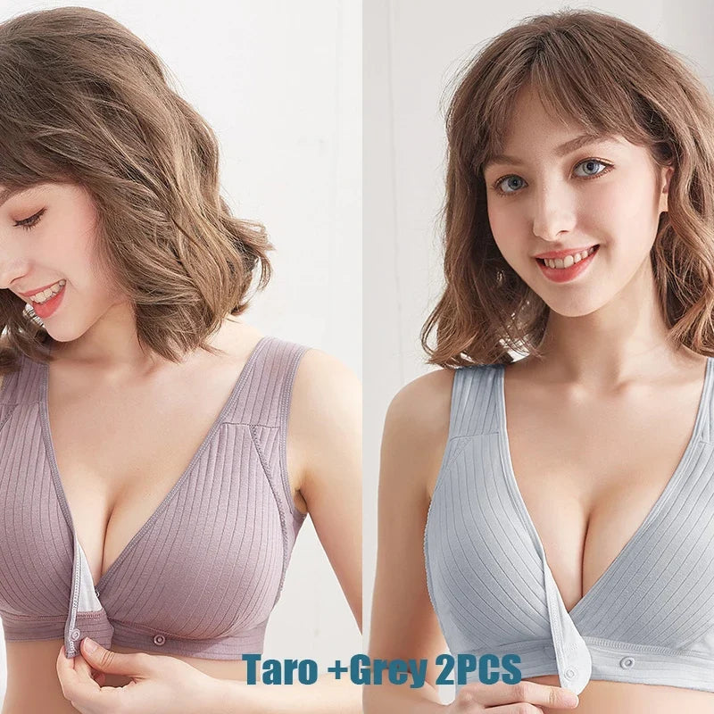 Women's Cotton Front Closure Bra - Thin Seamless Summer Comfort Vest Style Underwear