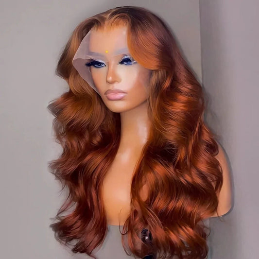 HD 13x4 Reddish Brown Lace Front Wig – Glueless Brazilian Body Wave Human Hair Wig, Red Brown Lace Frontal