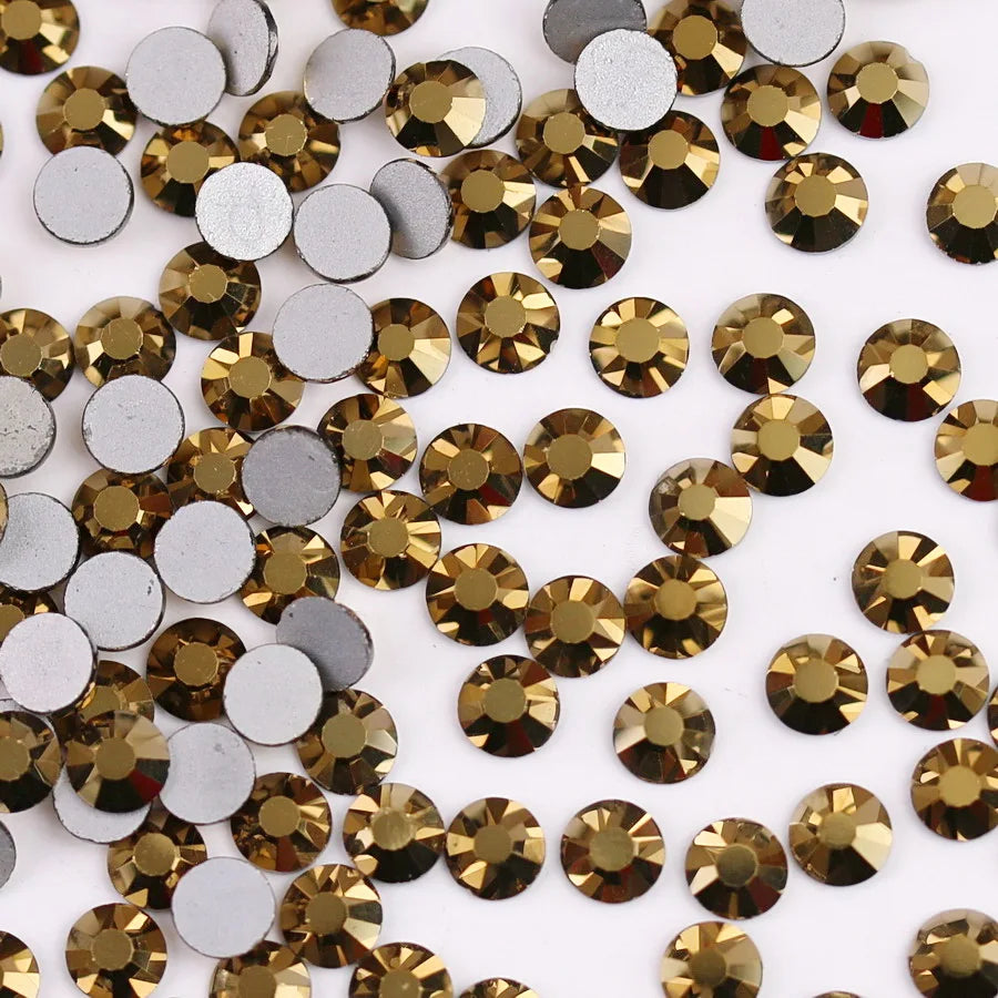 Glass Crystal Flatback Rhinestones Set SS6–SS30 – Non-Hotfix Round Glue-On Gems for Nail Art, DIY Crafts & Jewelry Decoration
