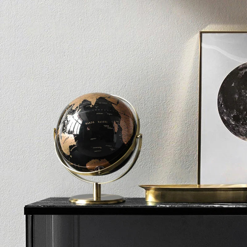 Rotating World Globe with Metal Base – Educational Geography Globe for Children, Classroom Learning Stand
