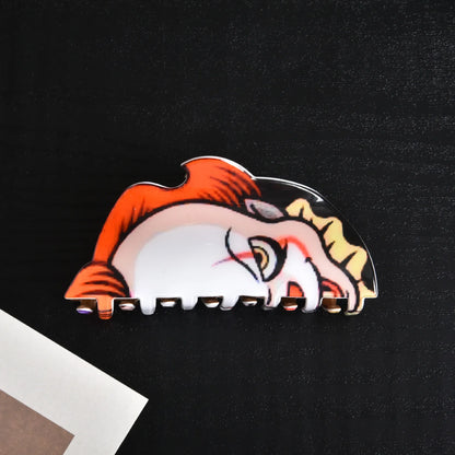 New Horror Series Hair Clips — Acrylic Claw Clips with Clown, Crab, and Shark Designs, Halloween Hair Accessories for Women