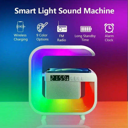 Multifunction Wireless Charger Pad — Stand, Speaker, TF Card, RGB Night Light, Fast Charging Station for iPhone 16/15, Samsung, Xiaomi, Huawei