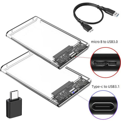 USB 3.0 Type-C to SATA III HDD SSD Enclosure for 2.5 Inch Hard Drive - External Storage Case with UASP Support