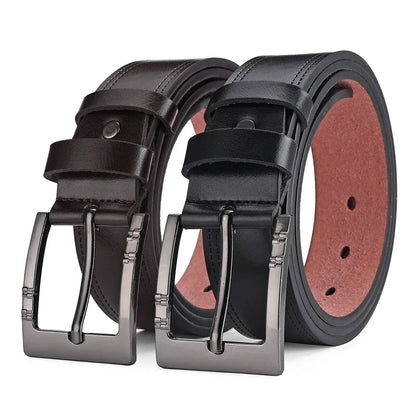 Genuine Leather Men's Belt – High-Quality Buckle, Cowskin Casual & Business Waistband, Male Fashion Designer 2024 New