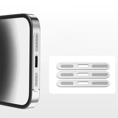 3PCS Metal Dustproof Mesh Stickers for iPhone — Anti-Dust Earpiece Speaker Covers for iPhone 15 Pro Max, 15 Plus & 16 Pro Max