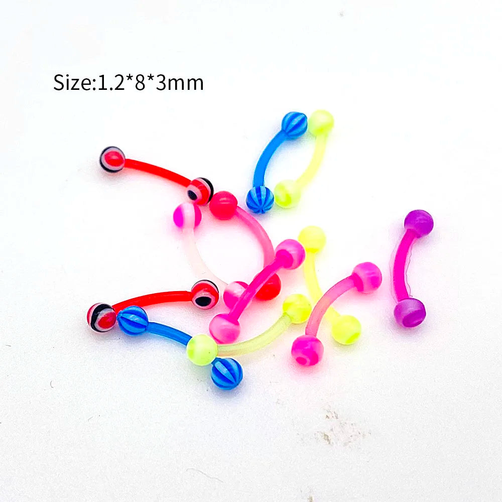 10/60PCS Clear Acrylic Body Jewelry – Transparent Lip, Ear, Nose, Tongue, Eyebrow & Belly Rings