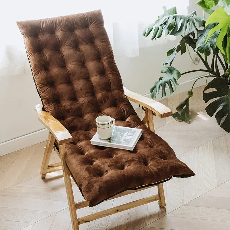 Autumn Winter Thickened Foldable Rocking Chair Cushion – Long Lounge Seat Pad for Garden, Balcony, Sofa & Tatami Home Decor