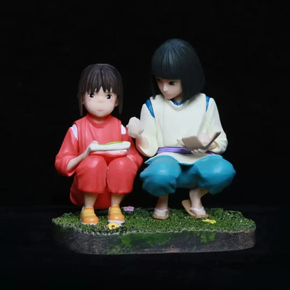 Bandai Hayao Miyazaki Anime Figurines – Chihiro Meets Haku Onigiri Scene 2D Desktop Display