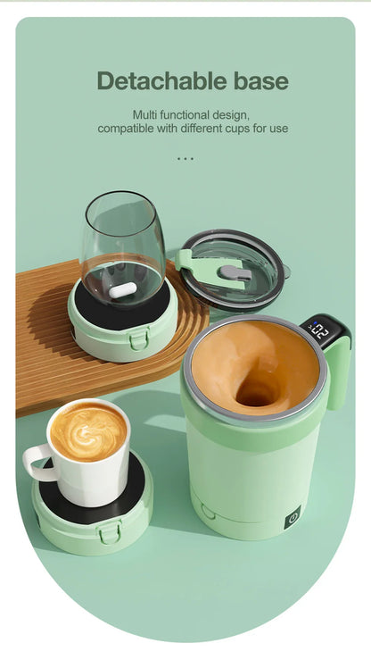 Automatic Rechargeable Electric Coffee Cup Stirrer – Stainless Steel Magnetic Self-Stirring Mug with Detachable Base