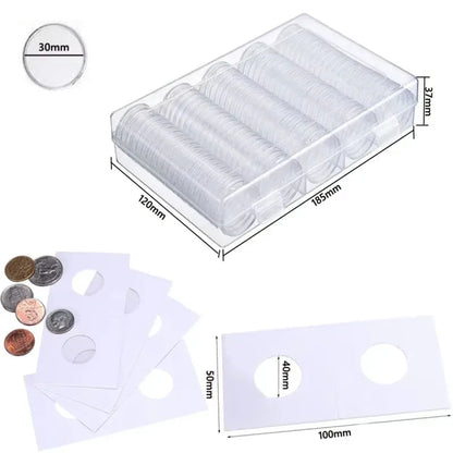 10/25pc Transparent Plastic Coin Capsules – 21-45mm Coin Storage and Collecting Case Holder
