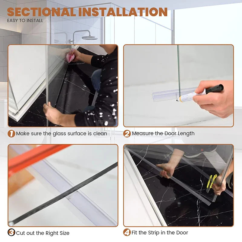Shower Door Bottom Seal Strip – 4-6mm Frameless Glass Bathroom Door Sweep 50cm 2pcs