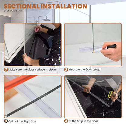 Shower Door Bottom Seal Strip – 4-6mm Frameless Glass Bathroom Door Sweep 50cm 2pcs