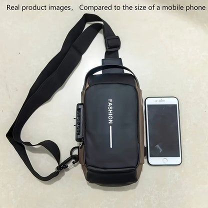 Durable Oxford Fabric Men’s Sling Bag — Stylish Motorcycle Crossbody Chest Pack with Phone Pocket & Zip Closure for Daily Commute