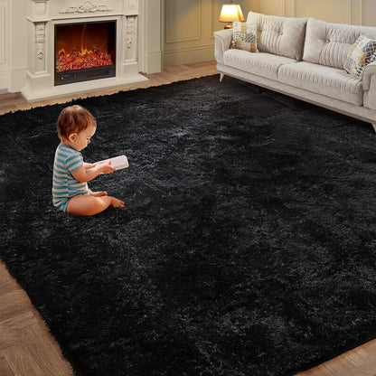 VIKAMA Tie-Dye Plush Carpet – Soft Fluffy Non-Slip Rug for Living Room, Kids’ Room & Baby Crawling Mat