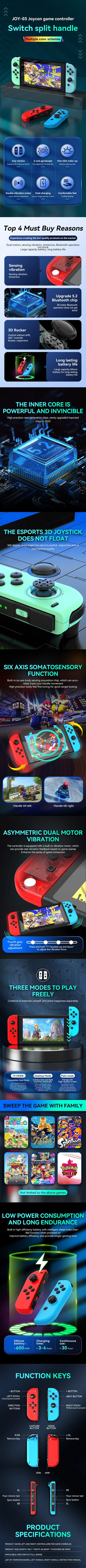 2025 New Bluetooth Joy-Con Gamepad for Switch — Wireless Controller with Turbo for Video Game Consoles