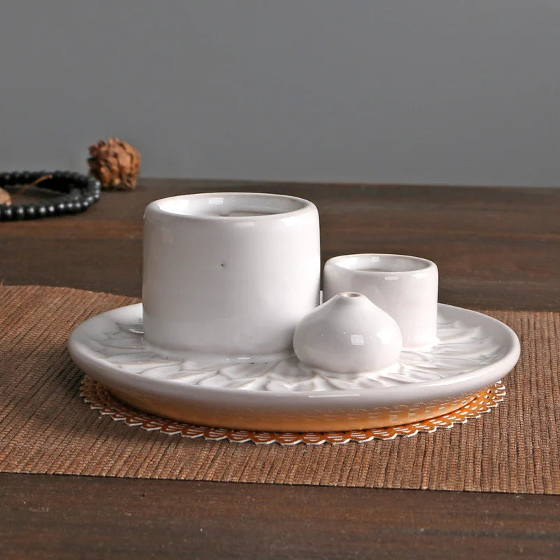 Morandi Ceramic Candle Holder & 4 in 1 Incense Burner – Palo Santo, Sage, Stick & Cone Holder