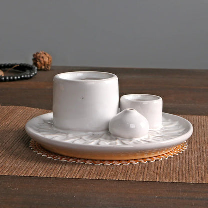 Morandi Ceramic Candle Holder & 4 in 1 Incense Burner – Palo Santo, Sage, Stick & Cone Holder
