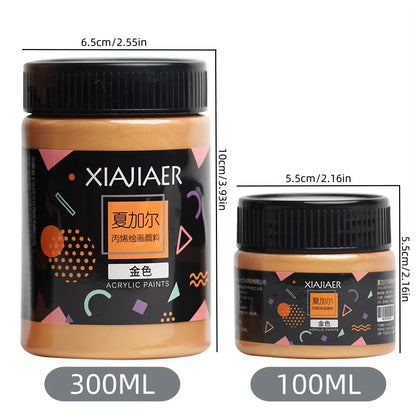 300ML/100ML Gold & Metallic Silver Acrylic Pigment – Pearlescent Bronze for Acrylic Painting, Xiajiaer Art Pigment