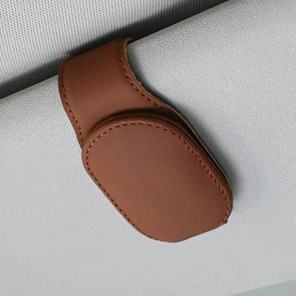 Universal Car Sun Visor Glasses Holder Clip – Magnetic Leather Eyeglass Hanger Storage Organizer Auto Accessories