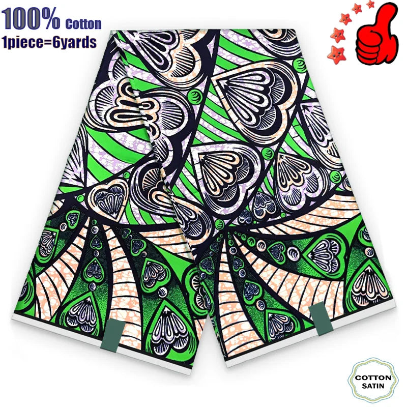 African Real Wax Print Fabric - 100% Cotton Ghana Nigeria Style Ankara Batik Sewing Material