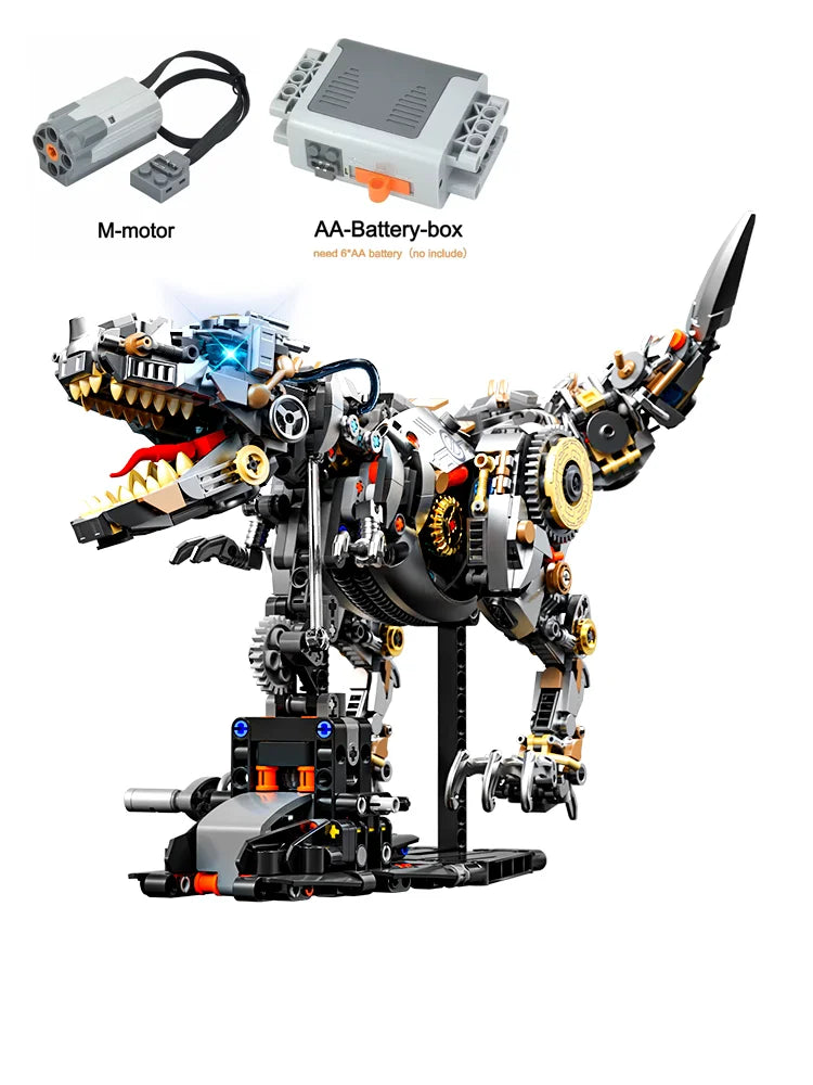 Mechanical Animal Building Blocks – T-Rex, Whale, Parrot, Devil Ray & Shark Model with Lights for Kids & Adults