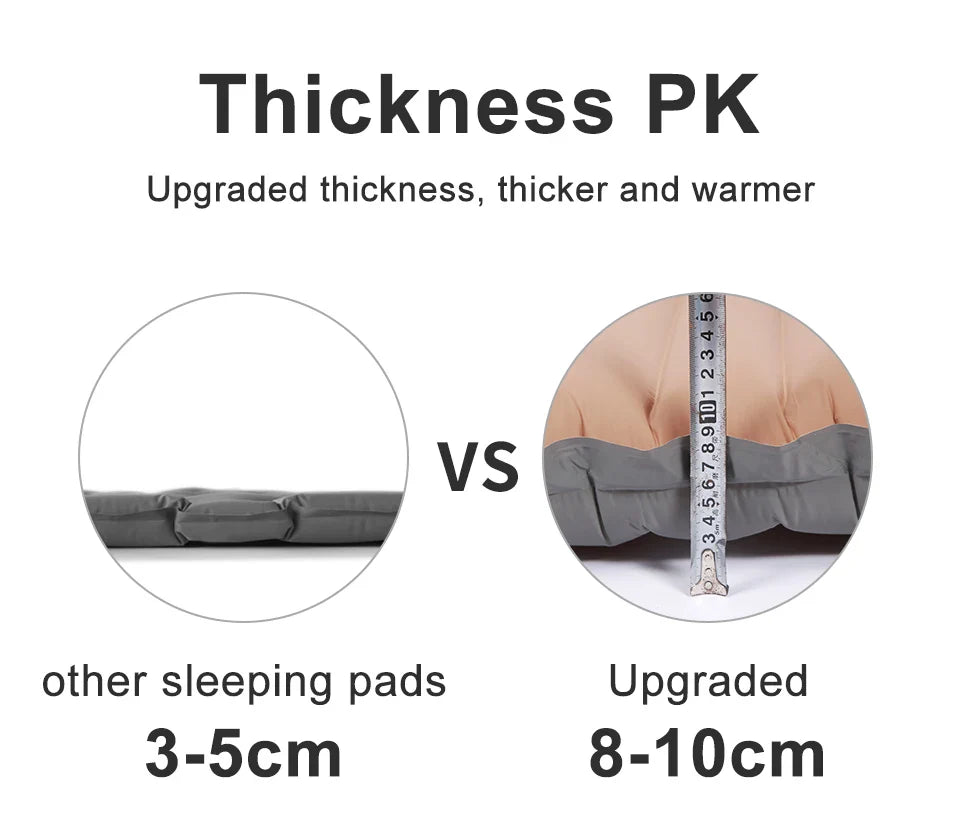 Ultralight Self-Inflating Air Mattress - Thick Splicing Sleeping Pad for Beach, Picnic, and Camping Tent