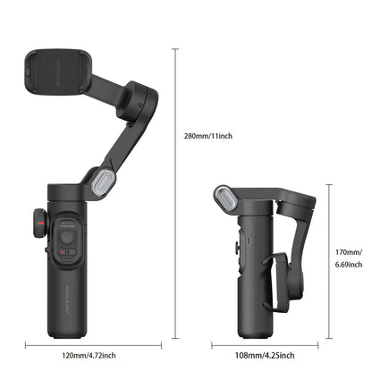 AOCHUAN 3-Axis Handheld Gimbal Stabilizer – Smartphone Stabilizer with Fill Light, Face Tracking for iPhone & Android, Tiktok & Vlog Smart XE
