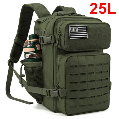 25L/45L Tactical Backpack for Men & Women – Outdoor Hiking Molle Daypack, School & Gym Rucksack with Dual Cup Holders