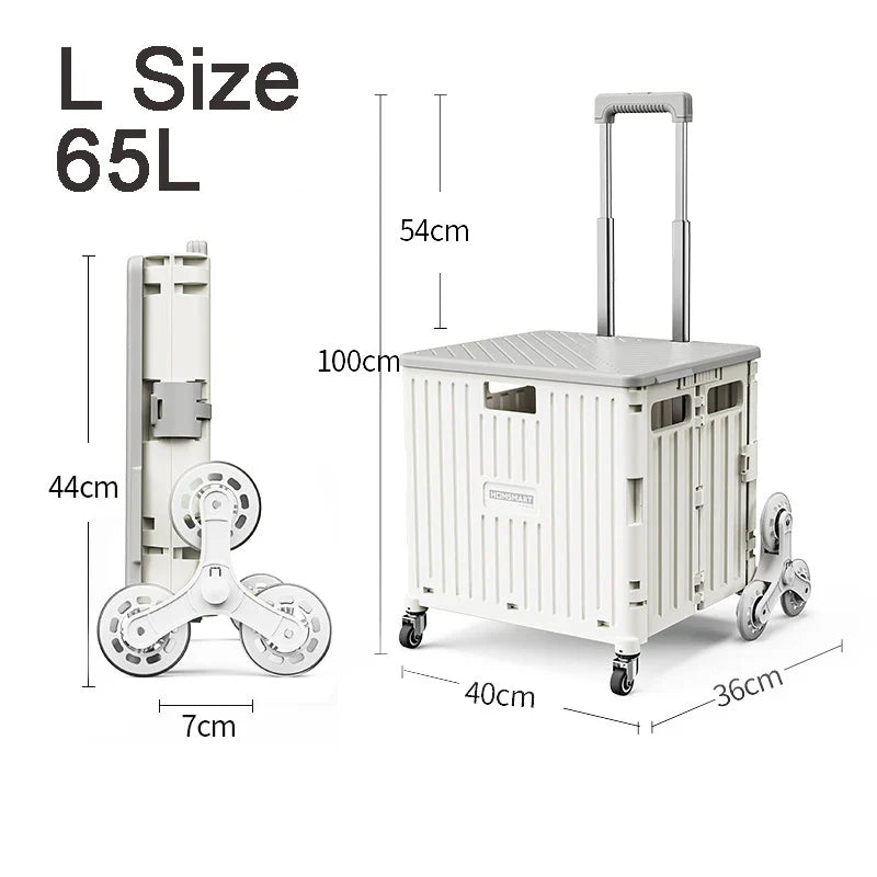 45/65L Folding Shopping Cart Trolley – Portable Home Cart with 2/4/8 Wheels
