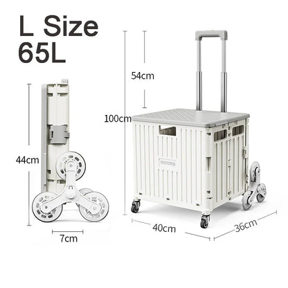 45/65L Folding Shopping Cart Trolley – Portable Home Cart with 2/4/8 Wheels
