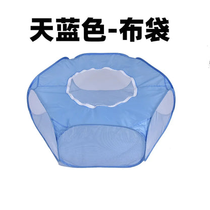 Portable Small Animal Playpen - Foldable Pet Cage with Transparent Mesh for Cats & Chickens