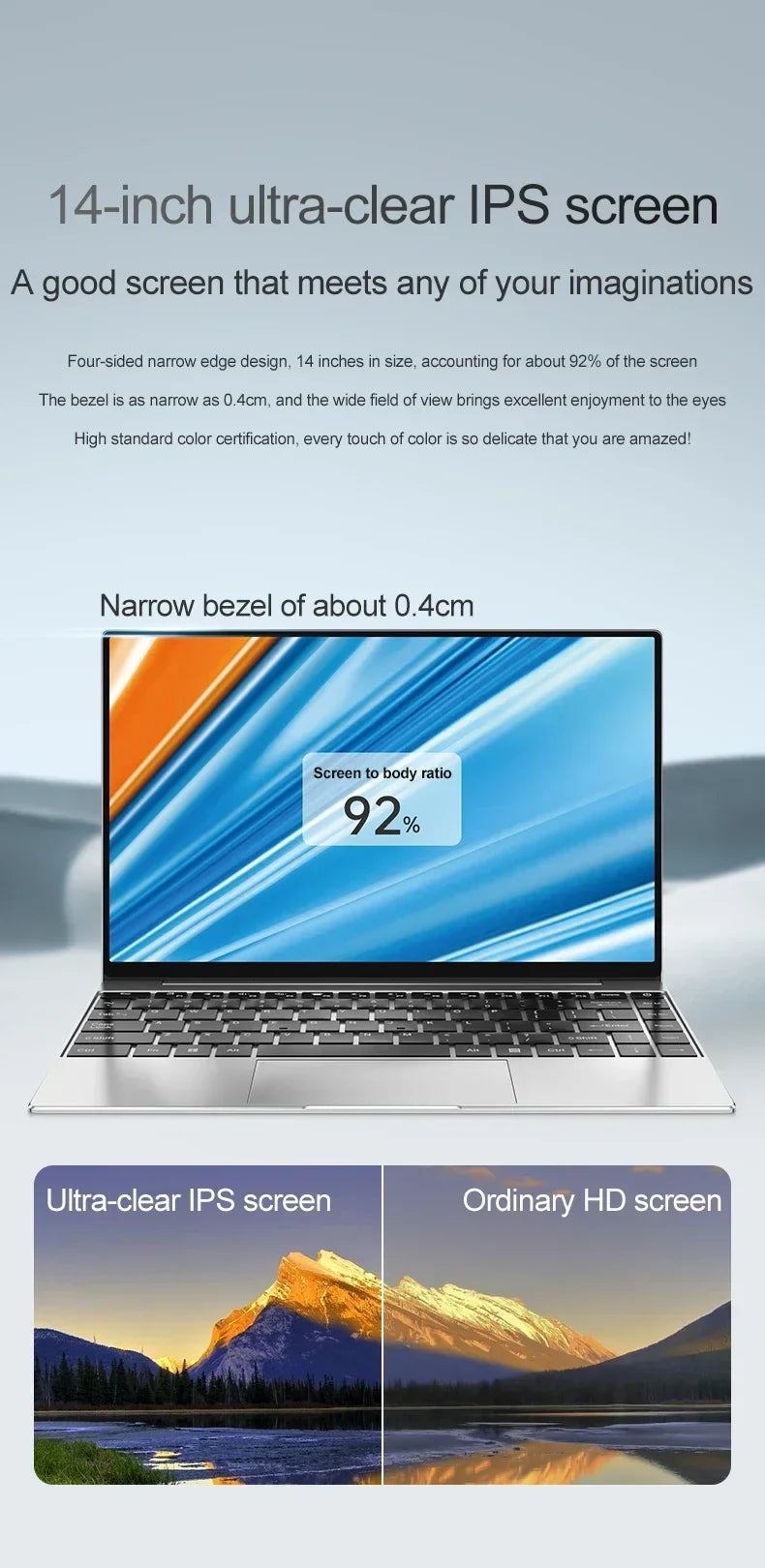 14.1" Ultra-Slim Laptop — Intel N3700 | 16GB RAM | 2TB SSD | FHD 1920x1080 Display | Windows 11 Pro Notebook for Gaming & Office