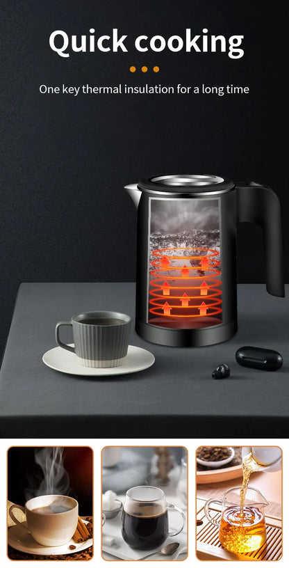 0.5L Small Stainless Steel Electric Kettle | Travel Mini Hot Water Boiler with Double Wall