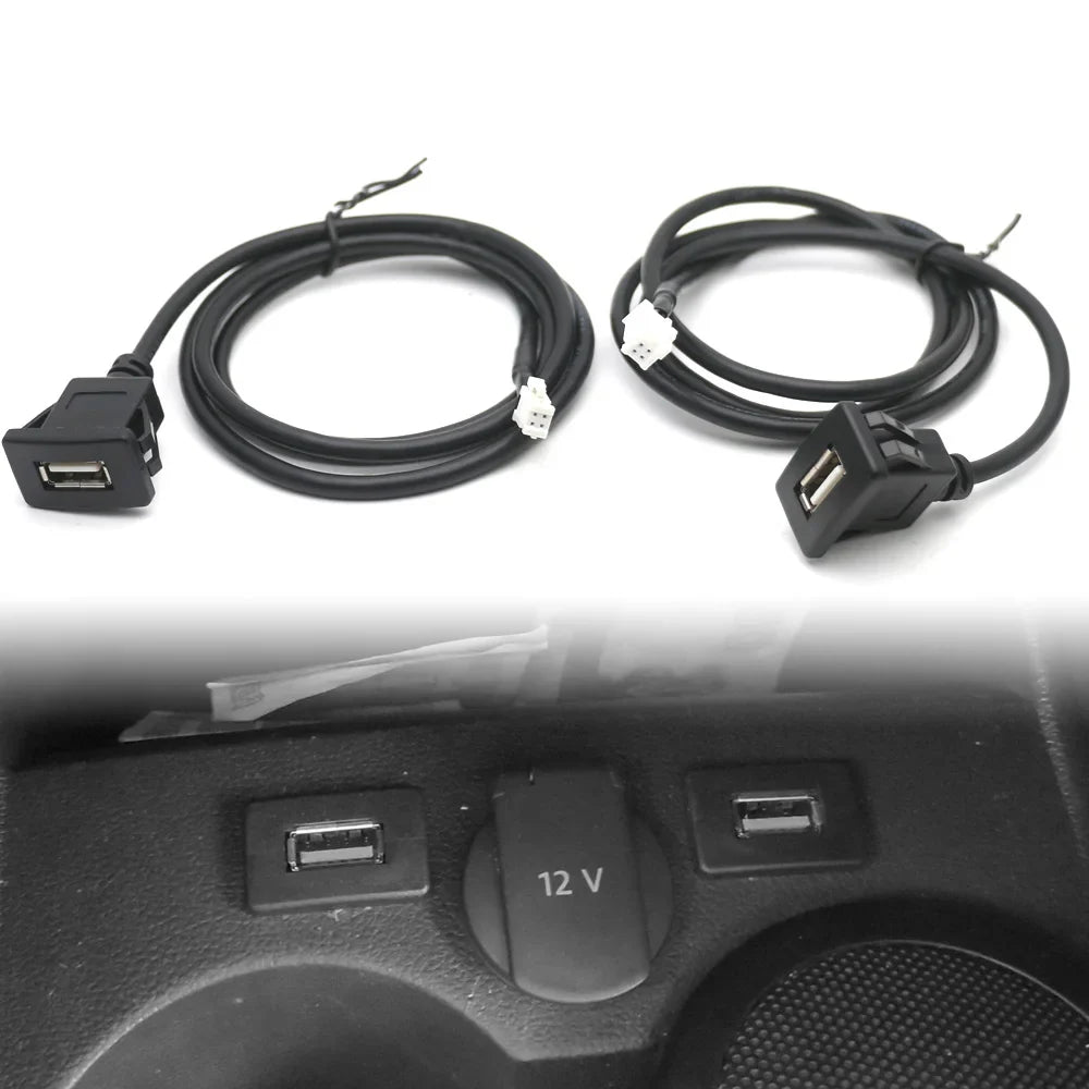 Dual USB Dashboard Mount Panel Extension Cable – 4/6 Pin Shielded Adapter for Car, Truck, Boat, Motorcycle, Android Head Unit
