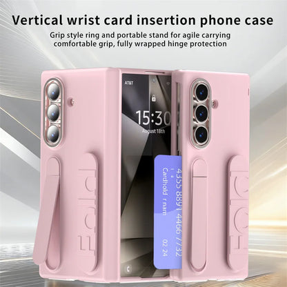 Vertical Wristband Card Slot Kickstand Case for Samsung Galaxy Z Fold 4-7 – Invisible Wrist Stand Protective Cover