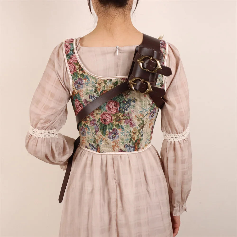 Medieval Sword Shoulder Double Back Scabbard - PU Leather Rapier Sheath with Buckle Strap for Viking Knight Cosplay