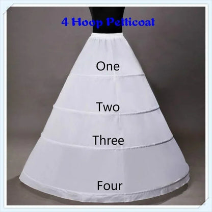 6-Hoop Crinoline Petticoat - White Long Wedding Dress Underskirt for Ball Gowns
