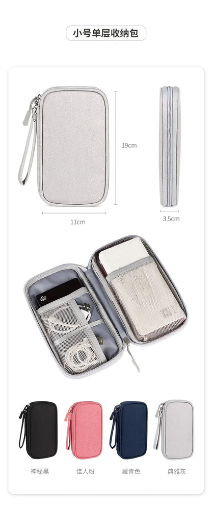 Portable Waterproof Cable Organizer Bag — Oxford Cloth Storage Case for Power Banks, Earphones & Digital Cables