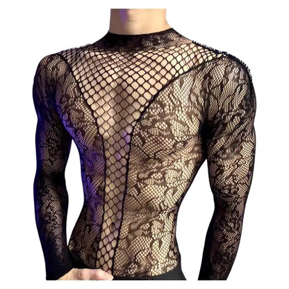 Summer Mesh Tank Top – Men & Women Transparent Long Sleeve Round Neck Breathable Bodysuit Party Wear Clothing